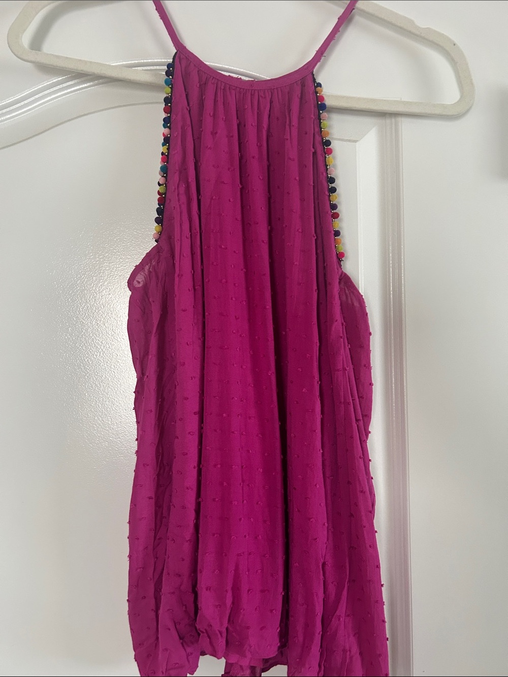miami Fuchsia Beaded Halter Tank Top